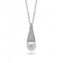 Подвеска из серебра 925 с натуральным жемчугом и фианитами