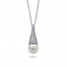 Подвеска из серебра 925 с натуральным жемчугом и фианитами
