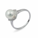 Кольцо из белого золота 585 пробы с морским жемчугом Акойя и бриллиантами