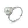 Кольцо из белого золота 585 пробы с морским жемчугом Акойя и бриллиантами