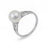 Кольцо из белого золота 585 пробы с морским жемчугом Акойя и бриллиантами