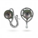 Серьги из белого золота 585 пробы с морским жемчугом Таити и бриллиантами