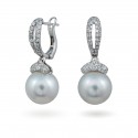 Серьги из белого золота 585 пробы с морским жемчугом и бриллиантами