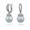 Серьги из белого золота 585 пробы с морским жемчугом и бриллиантами