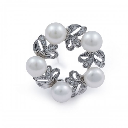 Брошь из серебра 925 пробы с натуральным жемчугом