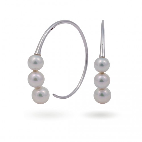 Серьги из белого золота 750 пробы с морским жемчугом Акойя