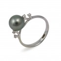 Кольцо из белого золота 750 пробы с морским жемчугом Таити и бриллиантами