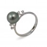 Кольцо из белого золота 750 пробы с морским жемчугом Таити и бриллиантами