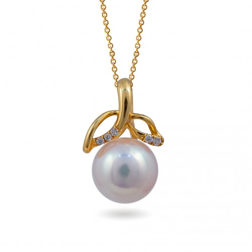 Подвеска из золота 750 с морским жемчугом Акойя и бриллиантами