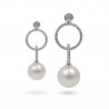 Серьги из белого золота 585 пробы с натуральным жемчугом и бриллиантами
