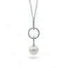 Подвеска из белого золота 585 пробы с натуральным жемчугом и бриллиантами