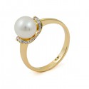 Кольцо из золота 585 пробы с натуральным жемчугом и бриллиантами